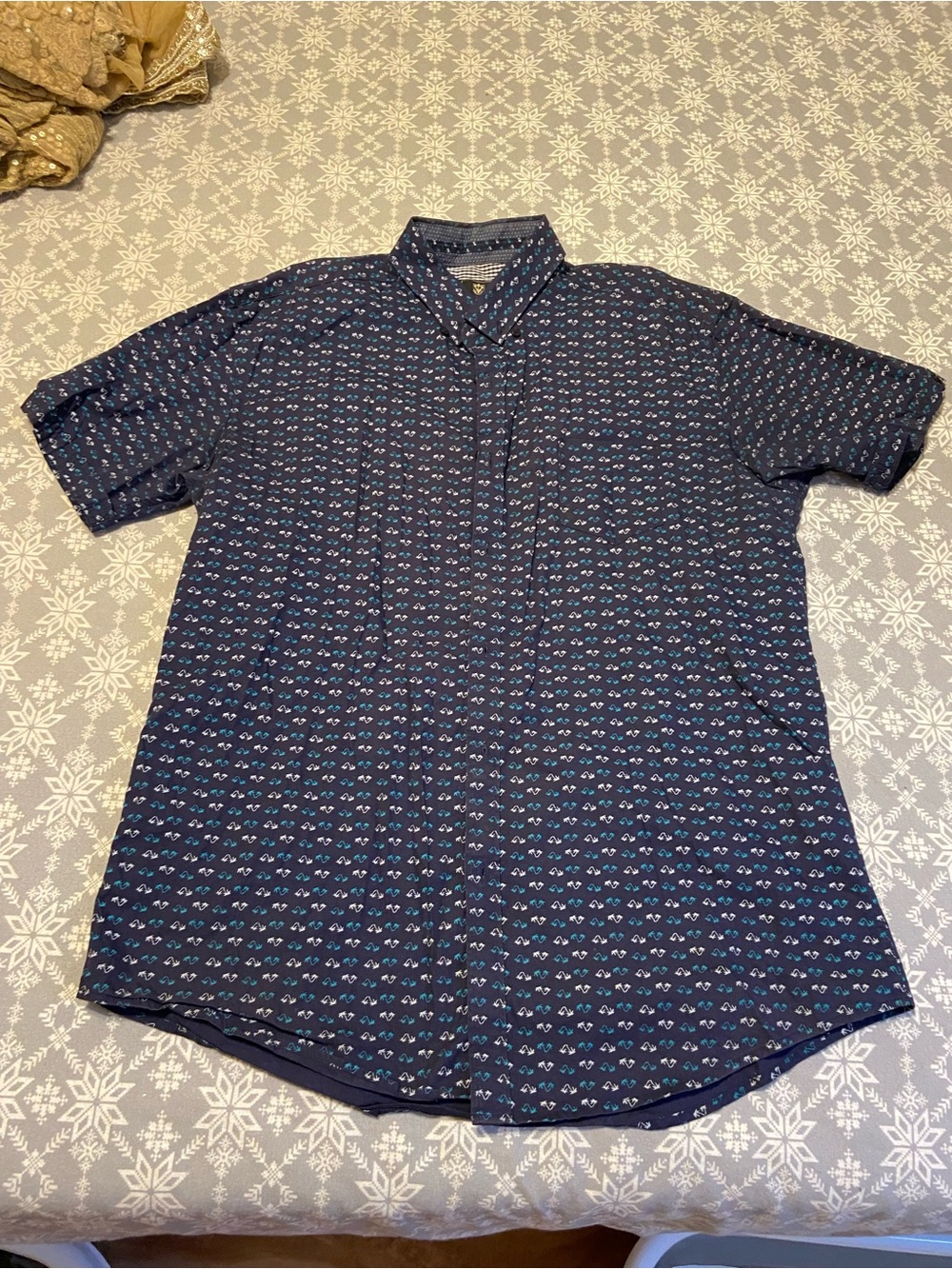 Steel & Jelly Men's Short Sleeve Palm Tree Print Button Down Shirt 100% Cotton L